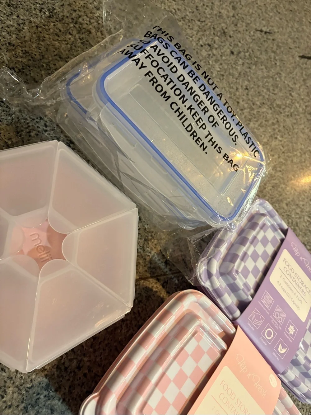Target Checkerboard Food Storage Containers - Pink and Purple Set